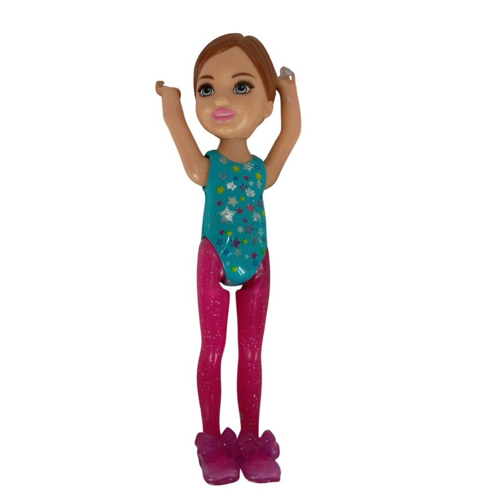 Barbie CHELSEA Color Reveal Party Aqua Suit Pink Glitter Legs Brown Molded‎ Hair